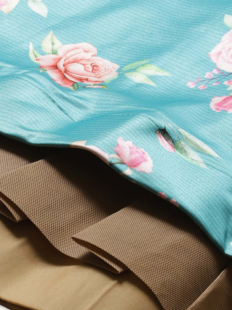 Women's Digital Print Shiney Satin Semistitched Lehenga Choli With Unstitched Blouse And Thred Work Dupatta