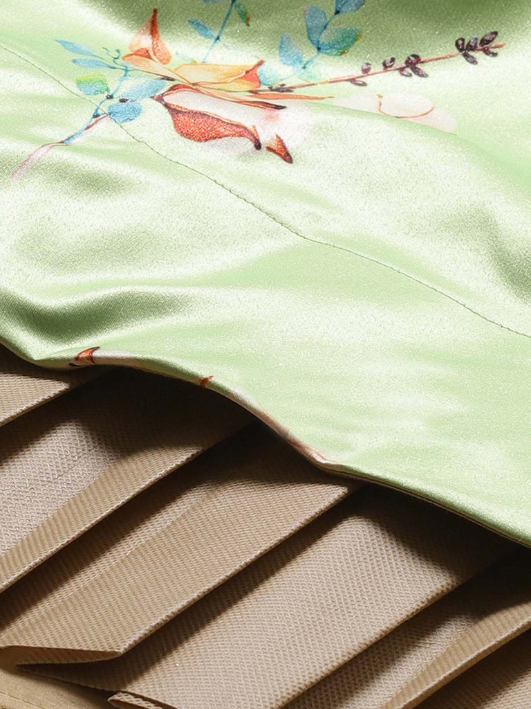 Women's Digital Print Shiney Satin Semistitched Lehenga Choli With Unstitched Blouse And Thred Work Dupatta