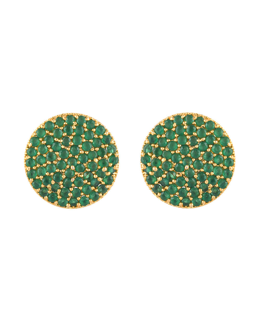 Women's Sparkling Elegance Zircons Embellished Brass Gold Plated Round Earrings - Voylla