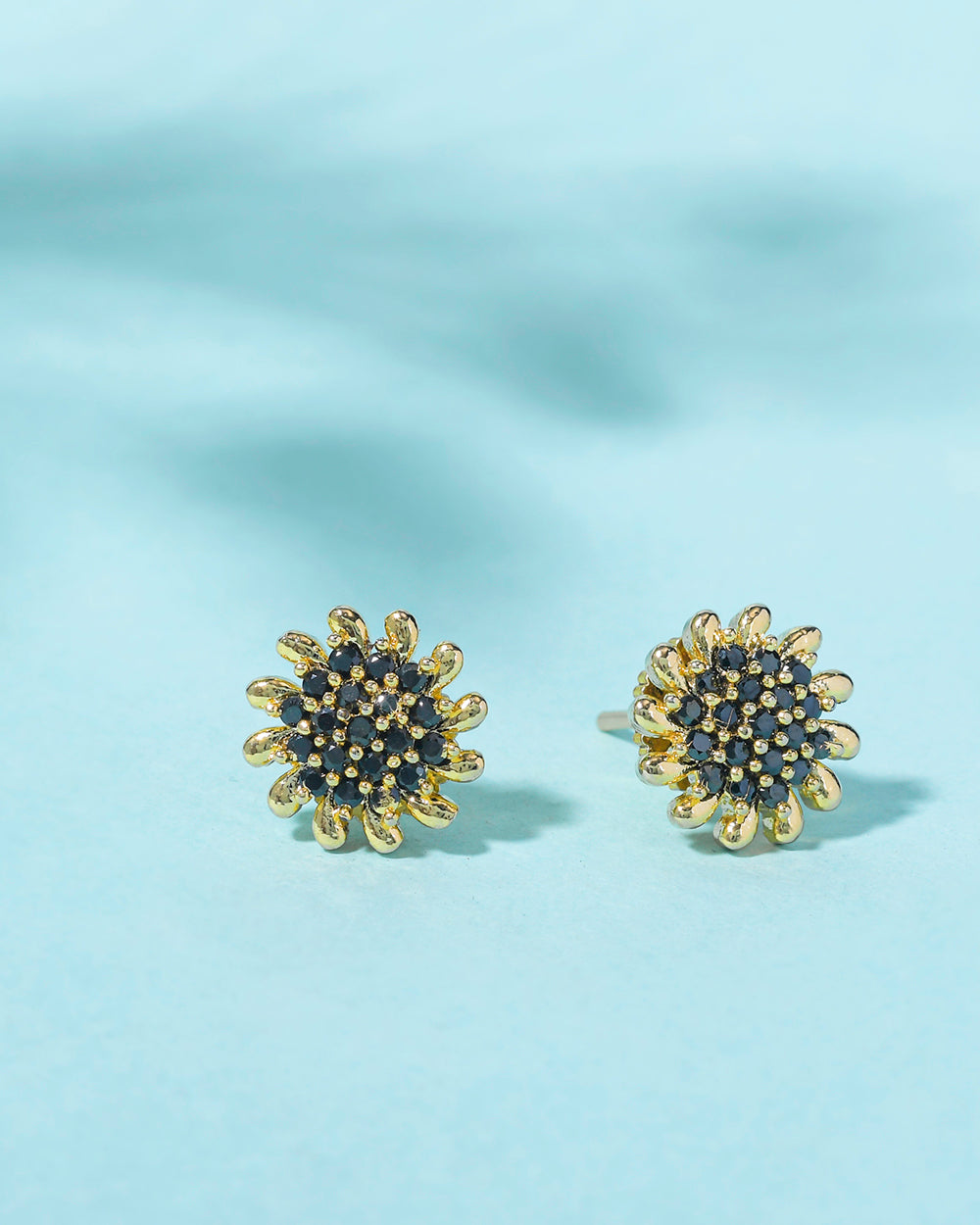 Women's Sparkling Elegance Floral Zircons Embellished Brass Gold Plated Earrings - Voylla