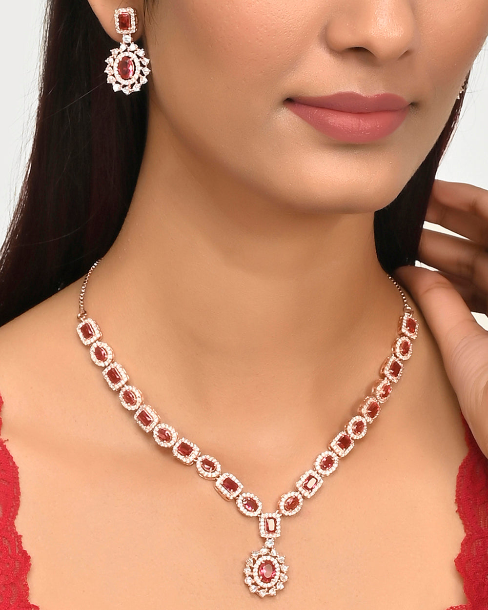 Women's Sparkling Elegance Teardrop Cut Jewellery Set - Voylla
