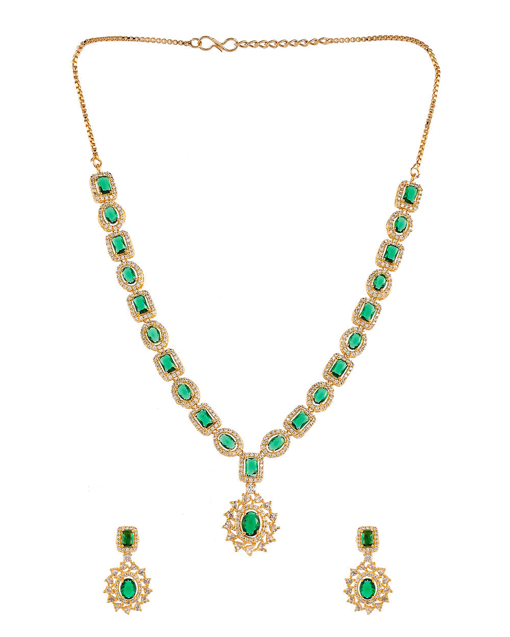 Women's Sparkling Elegance Cluster Setting Jewellery Set - Voylla
