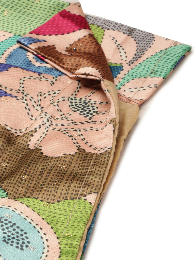 Women's Digital Print Shiney Satin Semistitched Lehenga Choli With Unstitched Blouse And Thred Work Dupatta