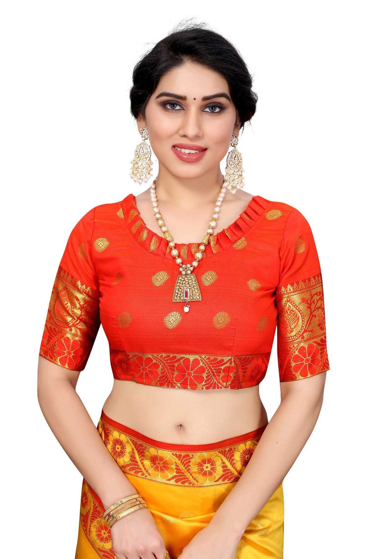 Women's Cotton Rich Silk With Jacquard Weaving Yellow Saree - Vamika