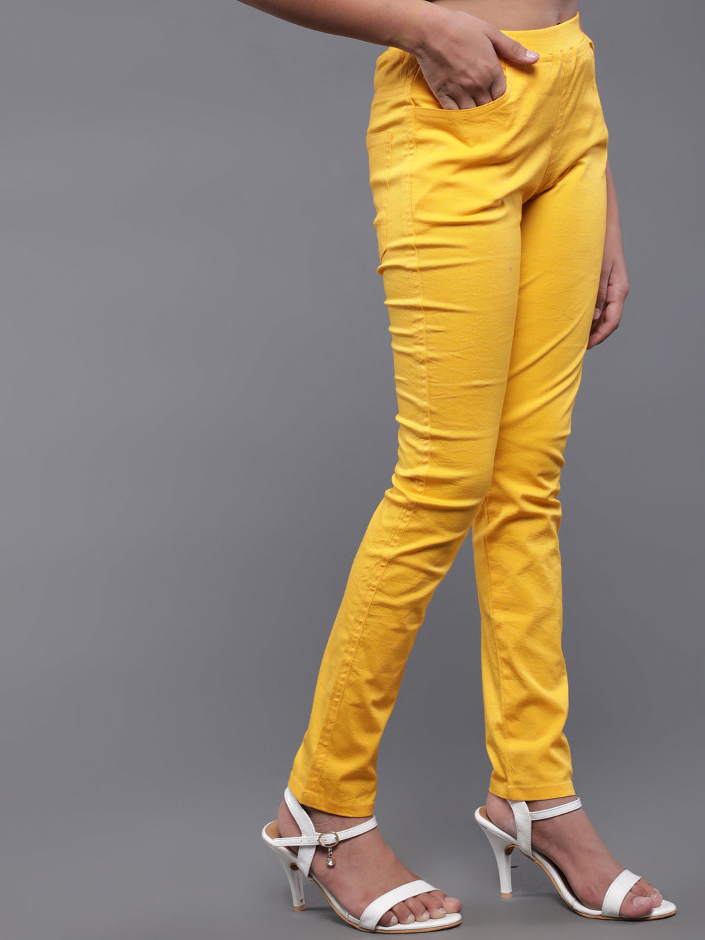 Yellow Cotton High Rise Straight Leg Trousers – Kaftans & Kimono