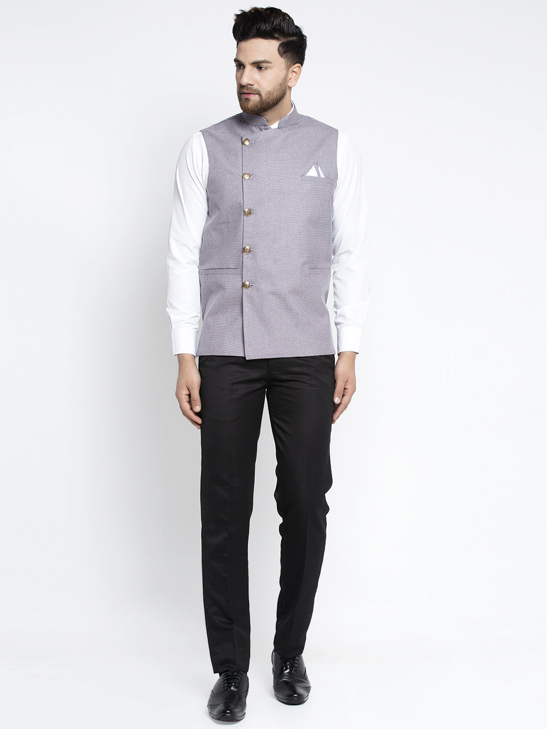 Men's Purple Nehru Jacket ( JOWC 4022Purple ) - Virat Fashions