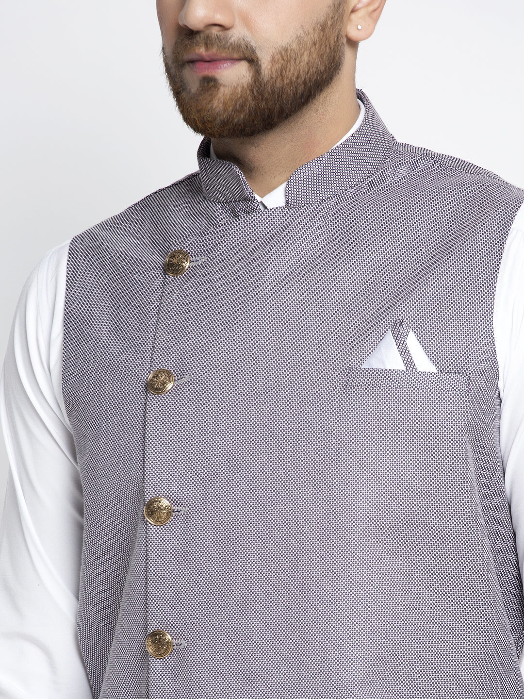 Men's Purple Nehru Jacket ( JOWC 4022Purple ) - Virat Fashions