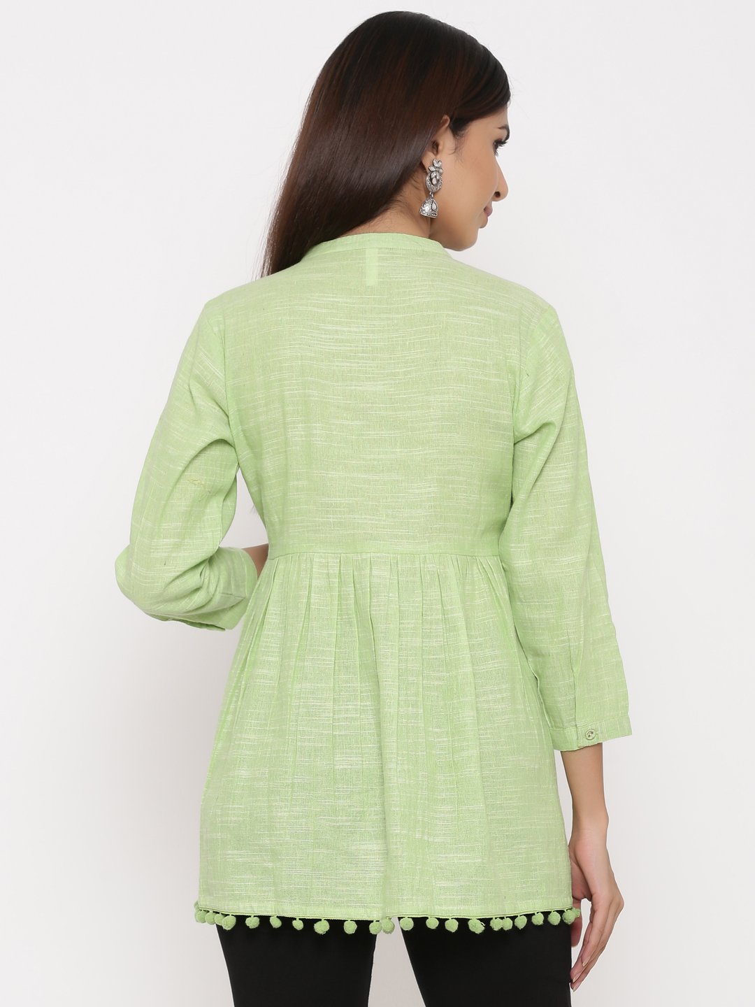 Women's Light Green Cotton Tunic by Kipek (1pc)