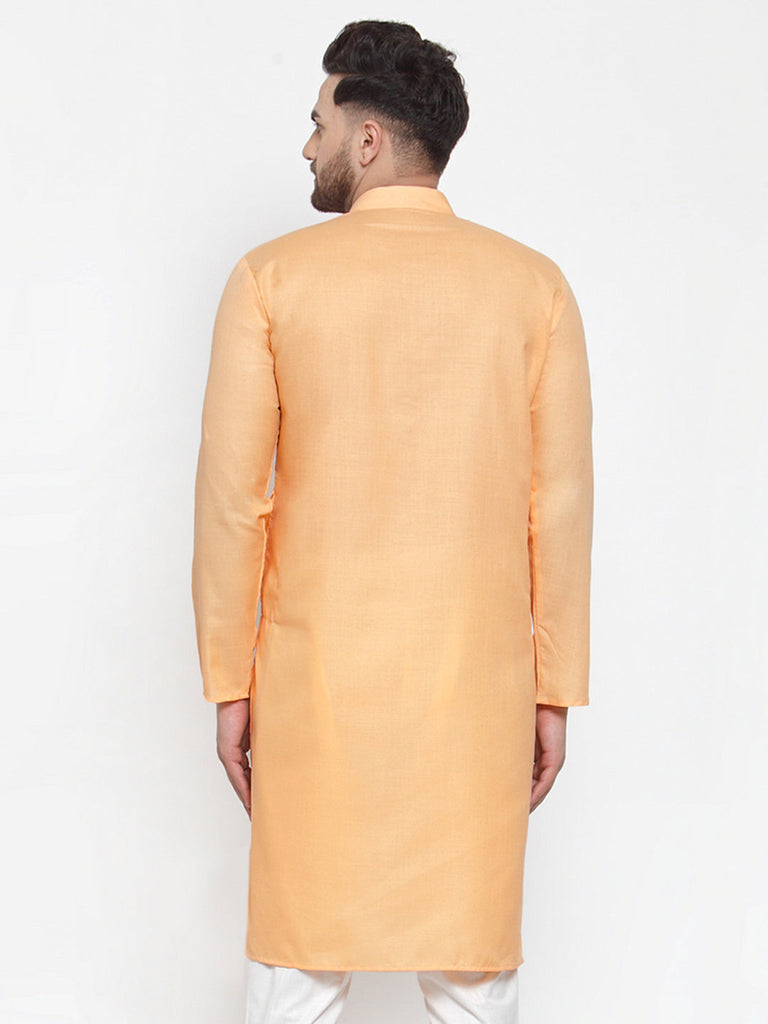 Men's Orange Cotton Solid Kurta Only ( Ko 611 Orange )