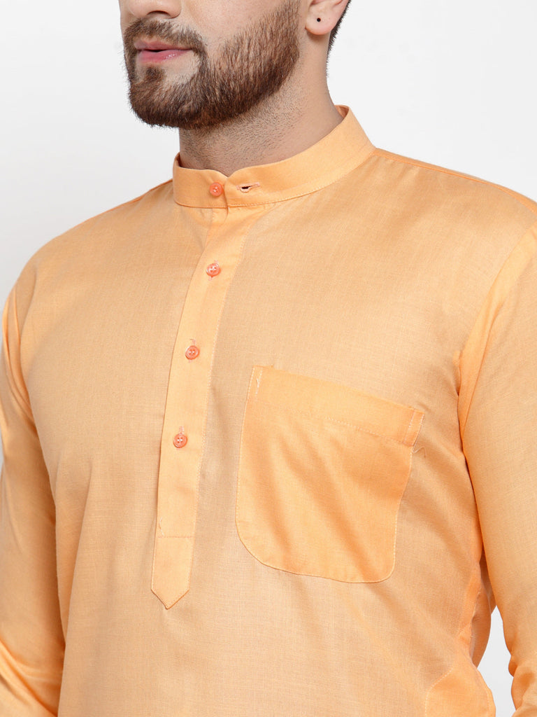Men's Orange Cotton Solid Kurta Only ( Ko 611 Orange )