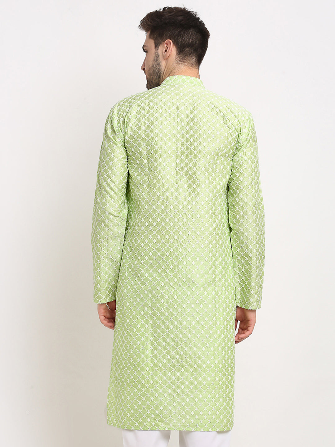 Men's Green Chikankari Kurta Only ( Ko 641 Green ) - Virat Fashions