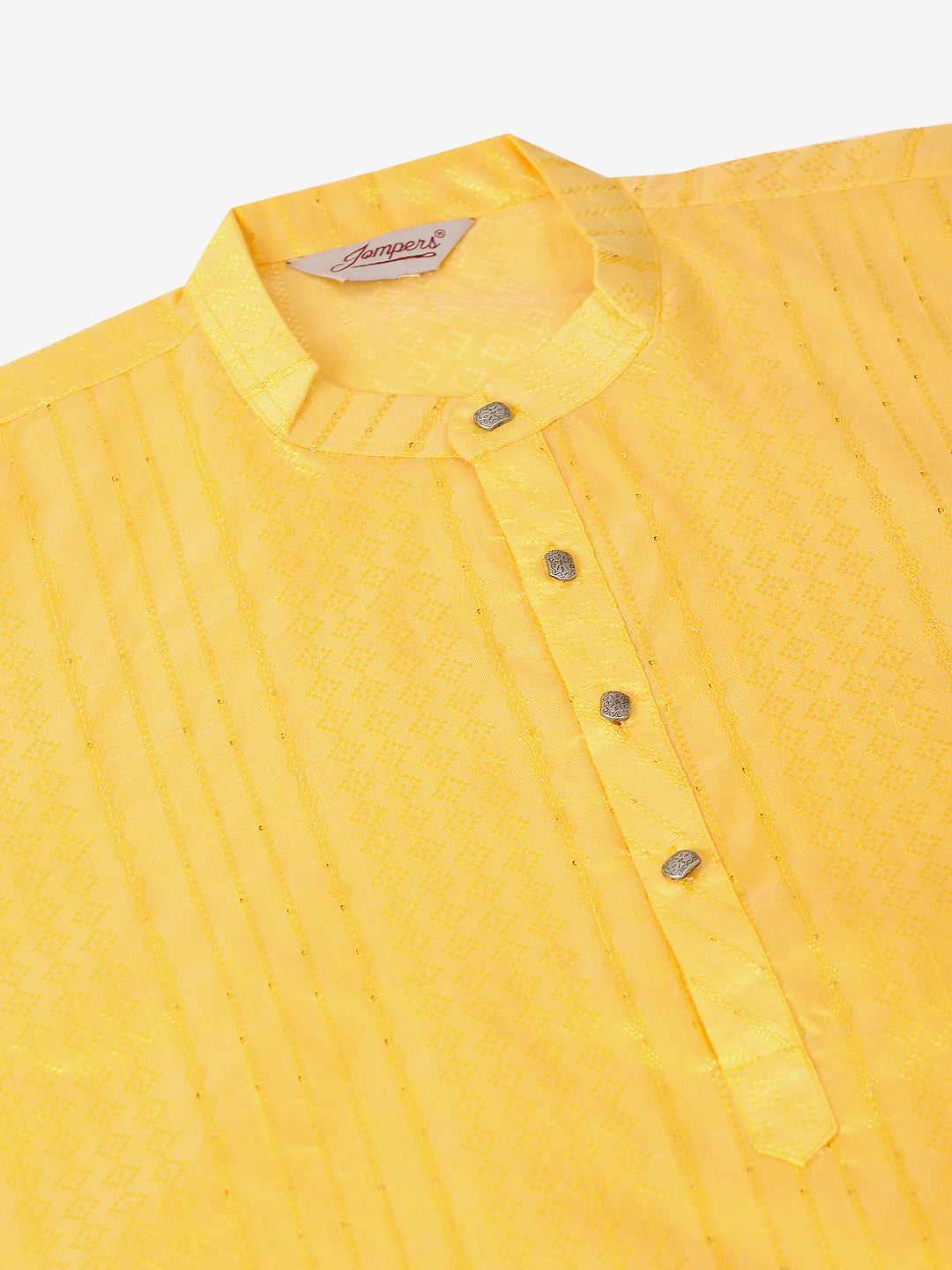 Men's Silk Blend Sequence Embroidered Kurta Only ( Ko 661 Yellow ) - Virat Fashions