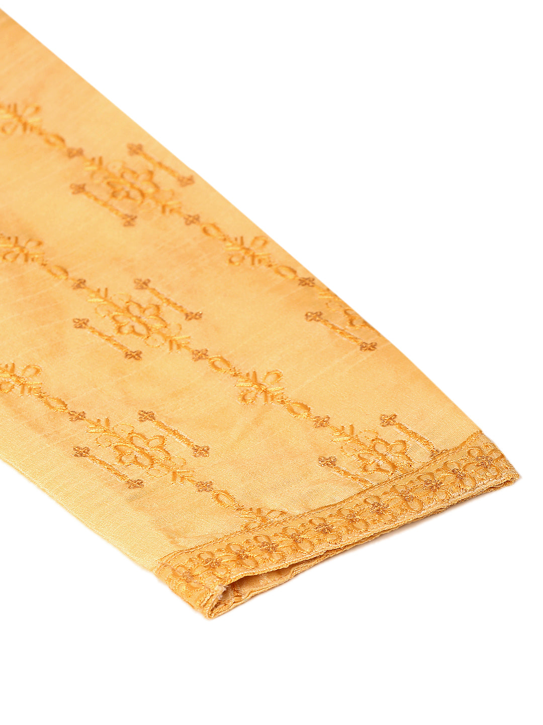Men's Silk Blend Collar Embroidered Kurta Only ( Ko 665 Golden ) - Virat Fashions