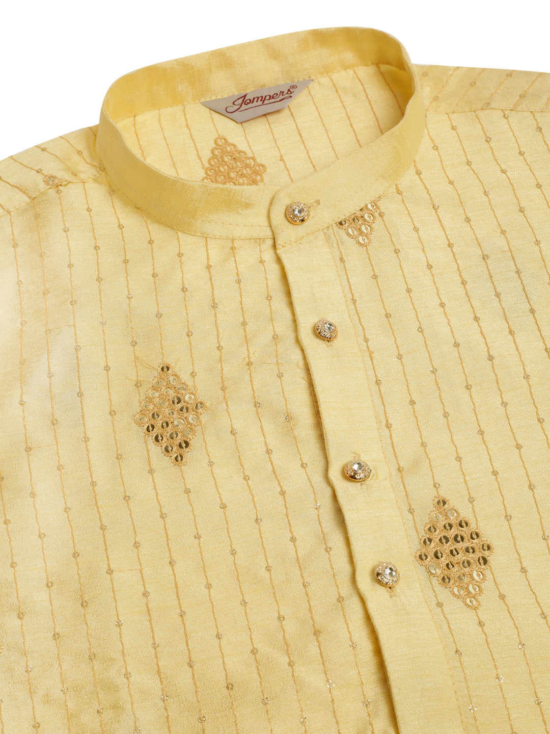 Men's Golden Embroidered Sequinned Kurta Only ( Ko 673 Golden ) - Virat Fashions