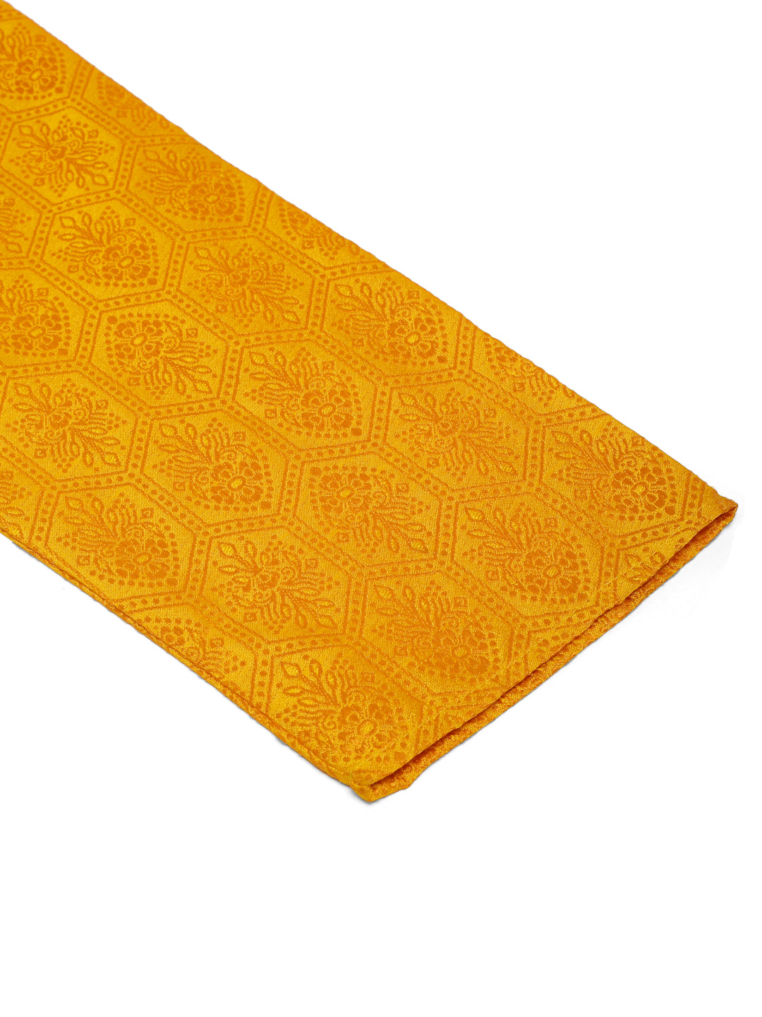 Men's Mustard And Golden Woven Design Kurta Only ( Ko 674 Mustard ) - Virat Fashions