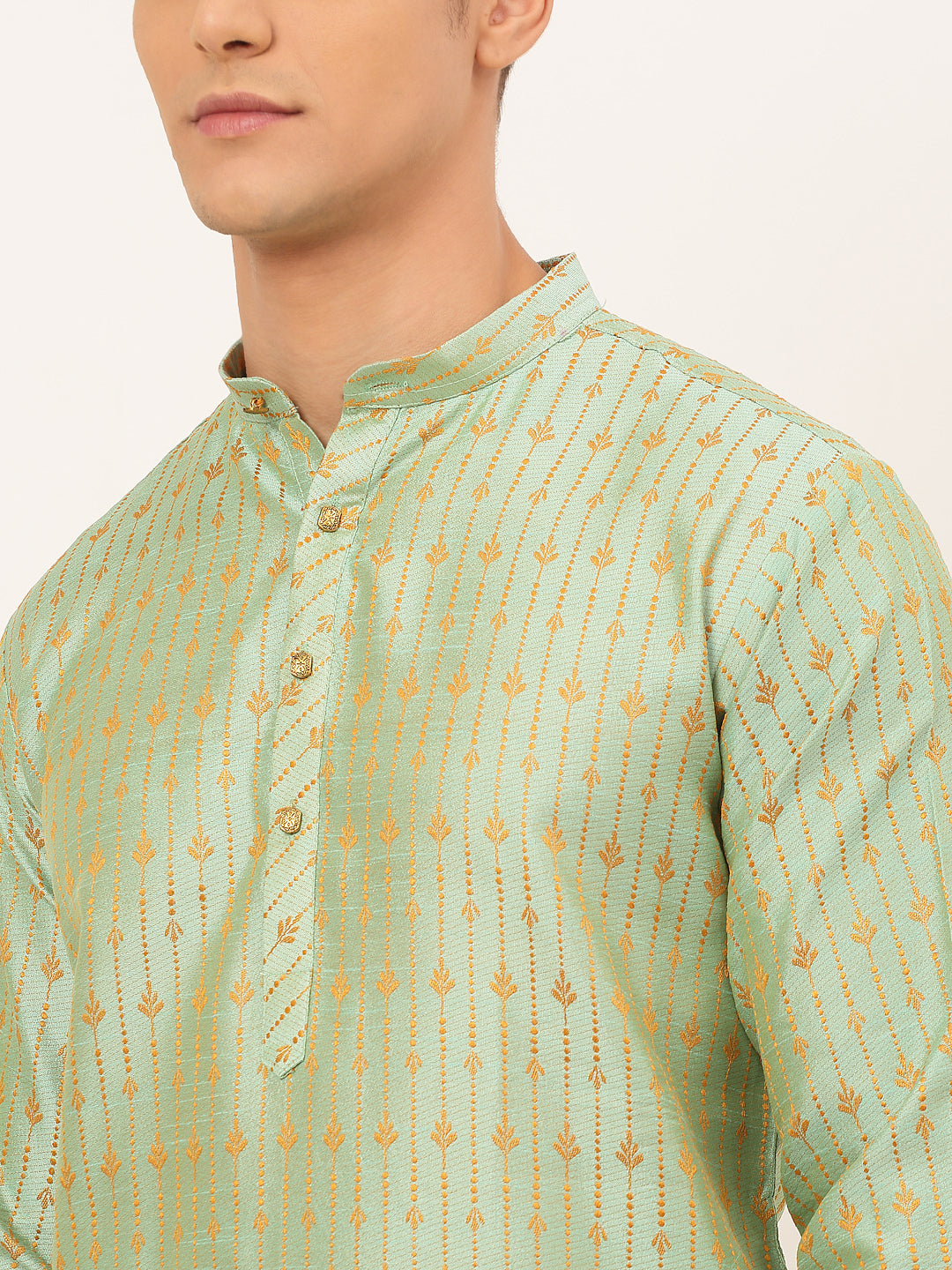 Men's Lime Green Embroidered Kurta Only ( Ko 676 Lime ) - Virat Fashions