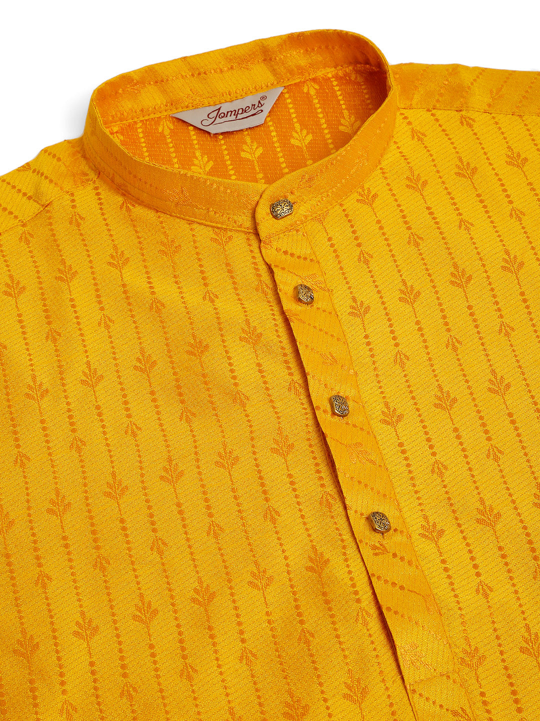 Men's Mustard Embroidered Kurta Only ( Ko 676 Mustard ) - Virat Fashions