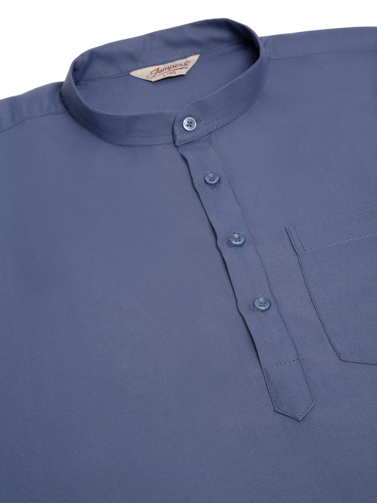Men's Blue Solid Cotton Short Kurta ( Ko 677 Blue )