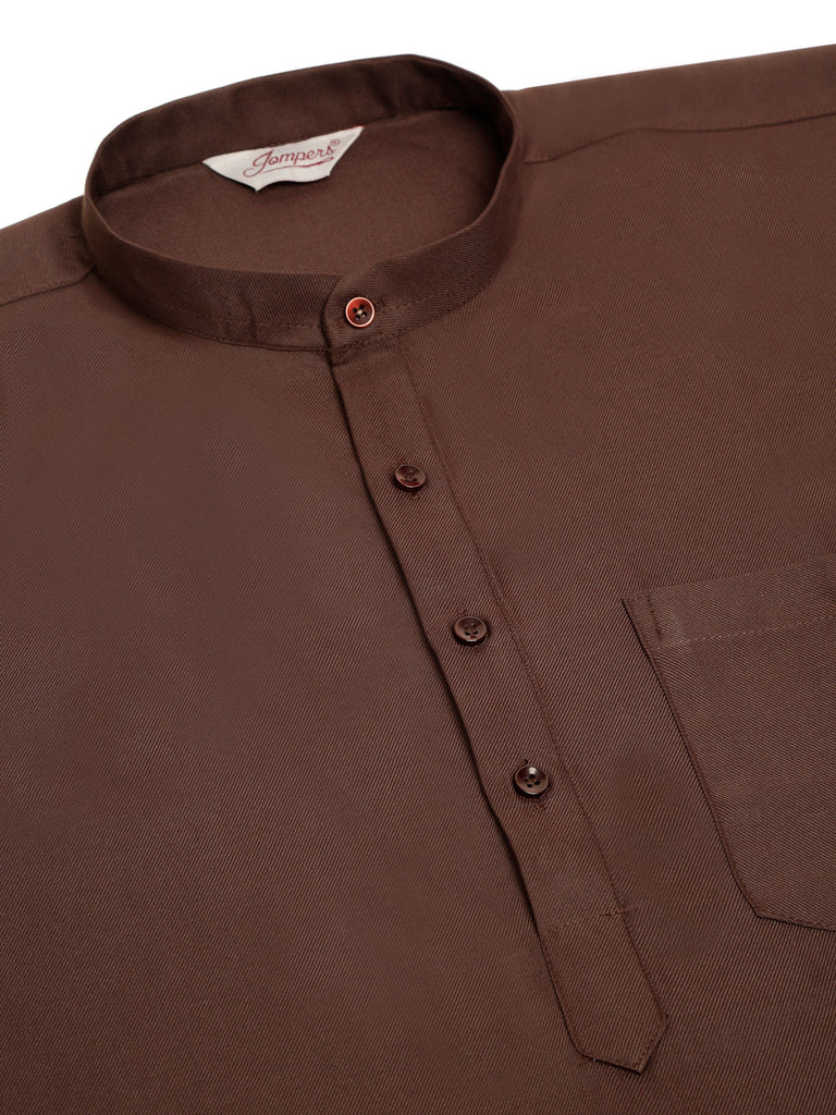 Men's Coffee Solid Cotton Short Kurta ( Ko 677 Coffee )