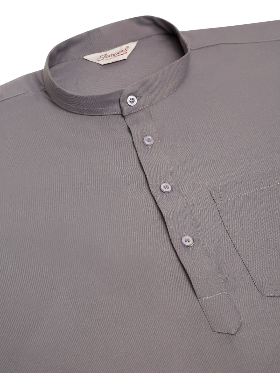 Men's Grey Solid Cotton Short Kurta ( Ko 677 Grey ) - Virat Fashions