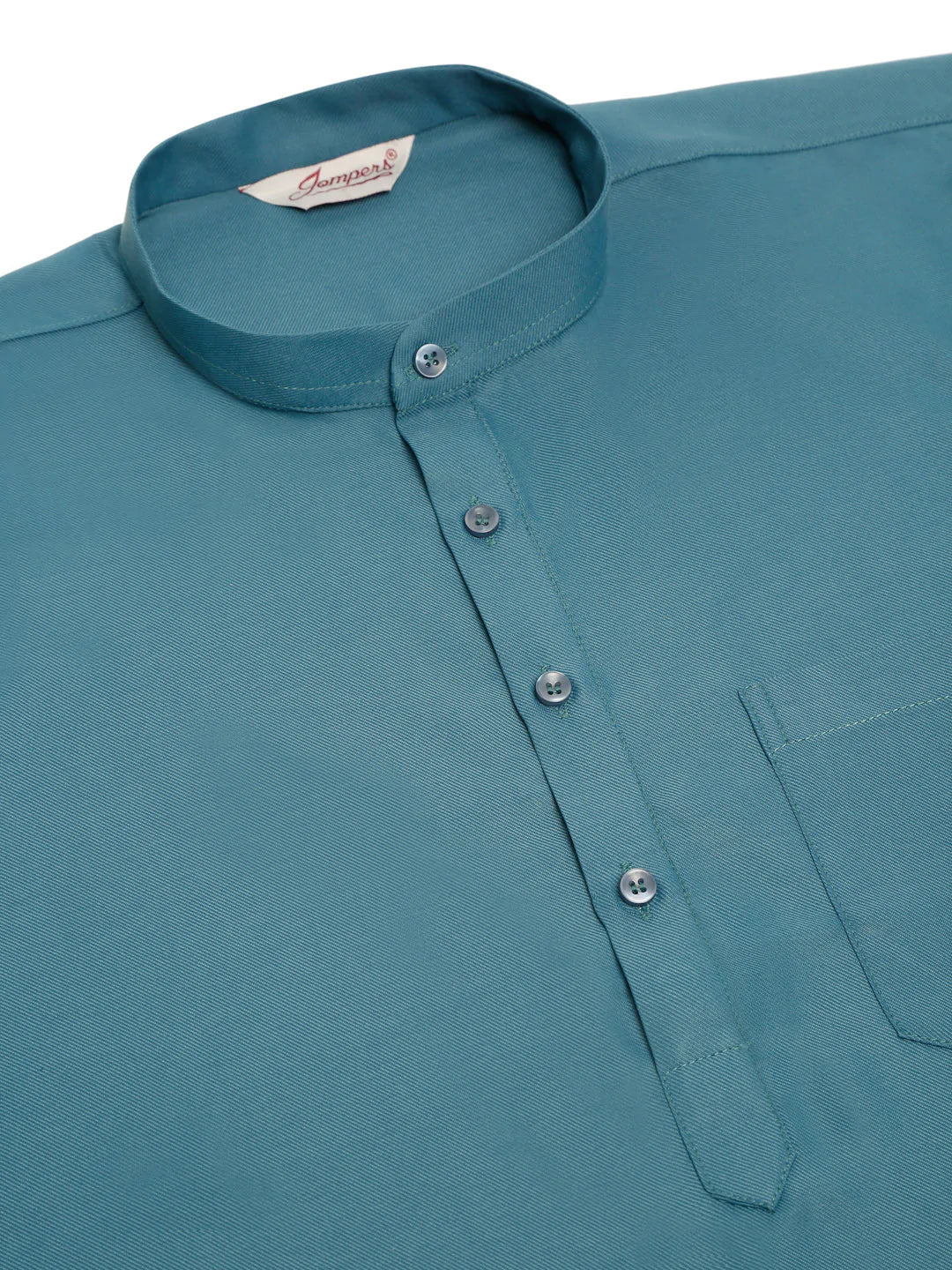Men's Teal Blue Solid Cotton Short Kurta ( KO 677 Teal ) - Virat Fashions