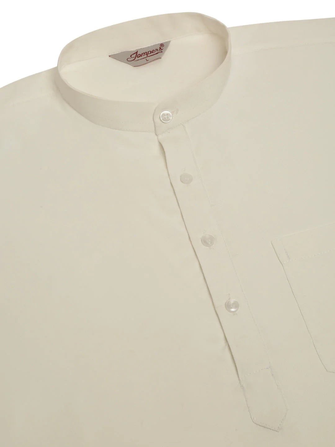 Men's White Solid Cotton Short Kurta ( KO 677 White ) - Virat Fashions