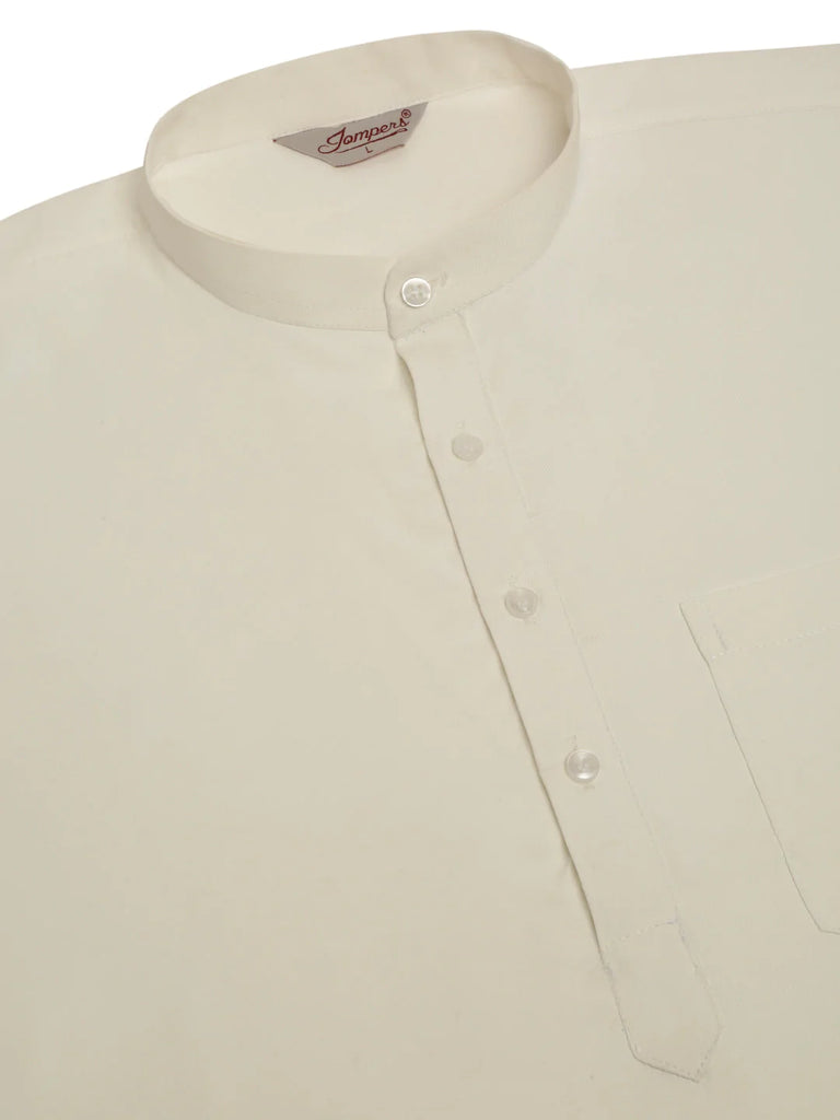 Men's White Solid Cotton Short Kurta ( KO 677 White )