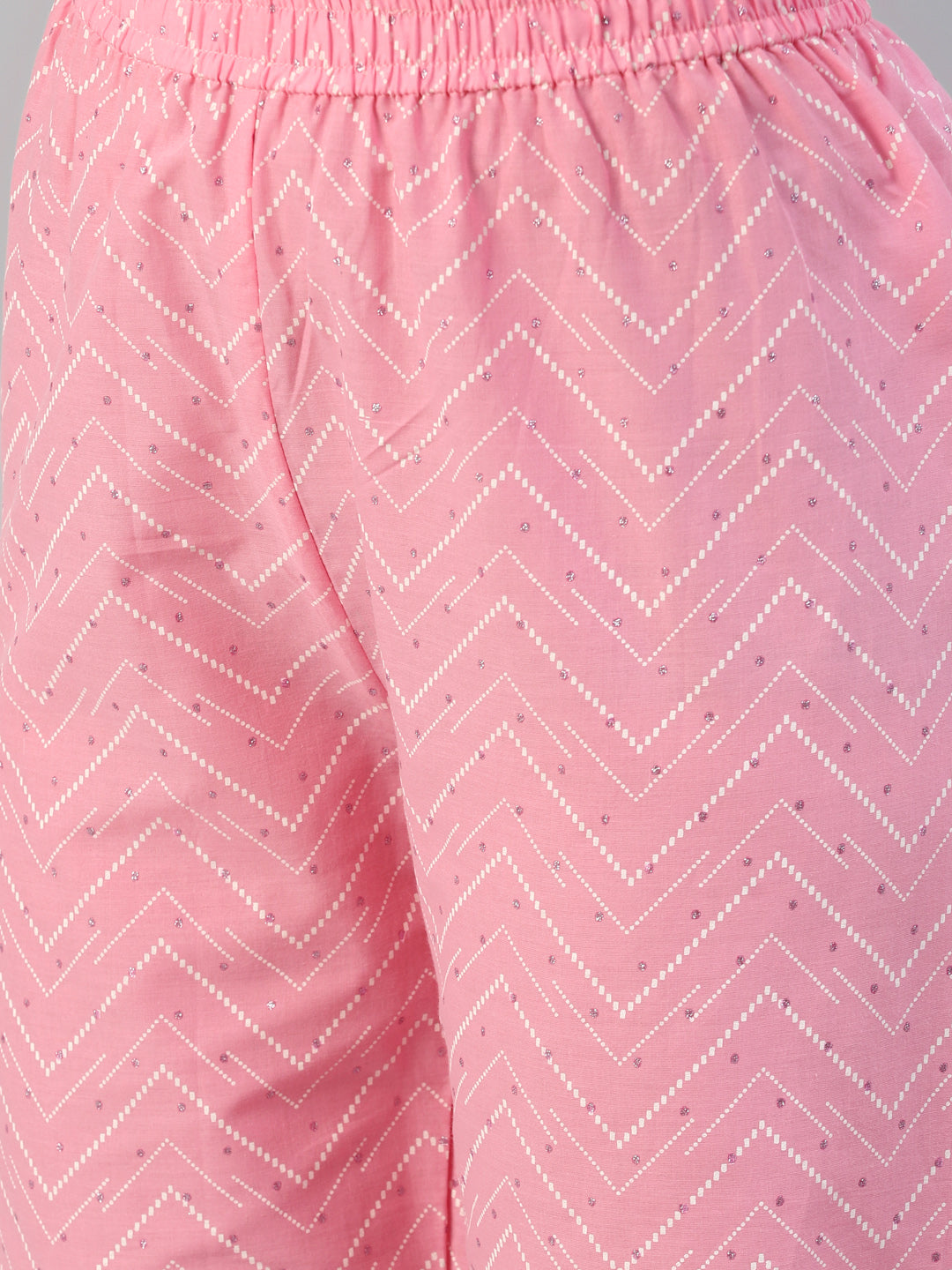Women's Pink Cotton Printed Anarkali Kurta With Palazzo - Noz2Toz