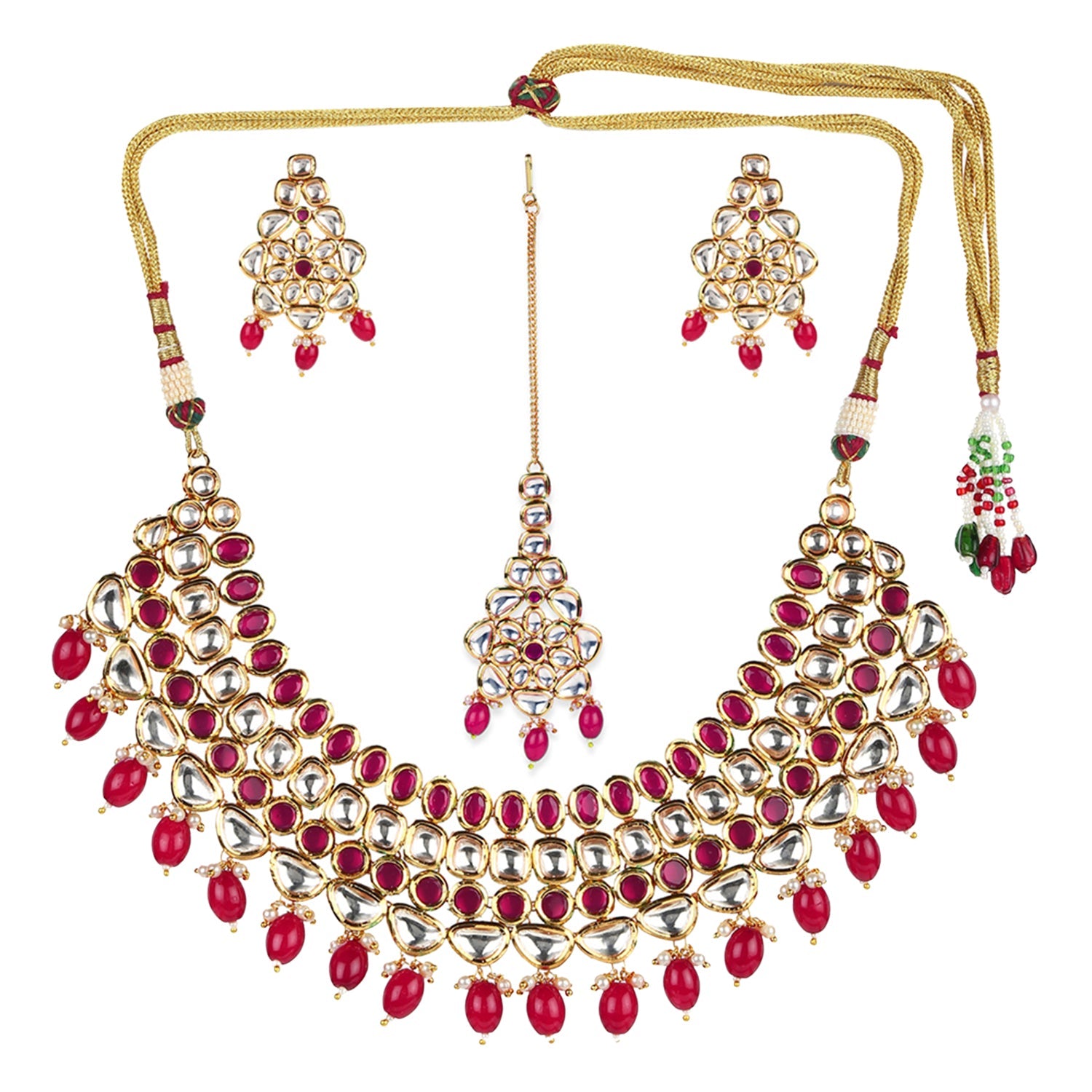 Women's Kundan Gold Plated Brass Jewellery Set - Voylla