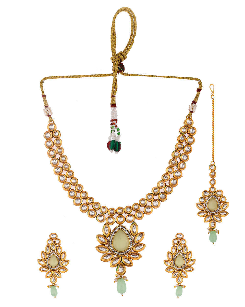 Women's Kundan Elegance Round Cut Kundan Jewellery Set - Voylla