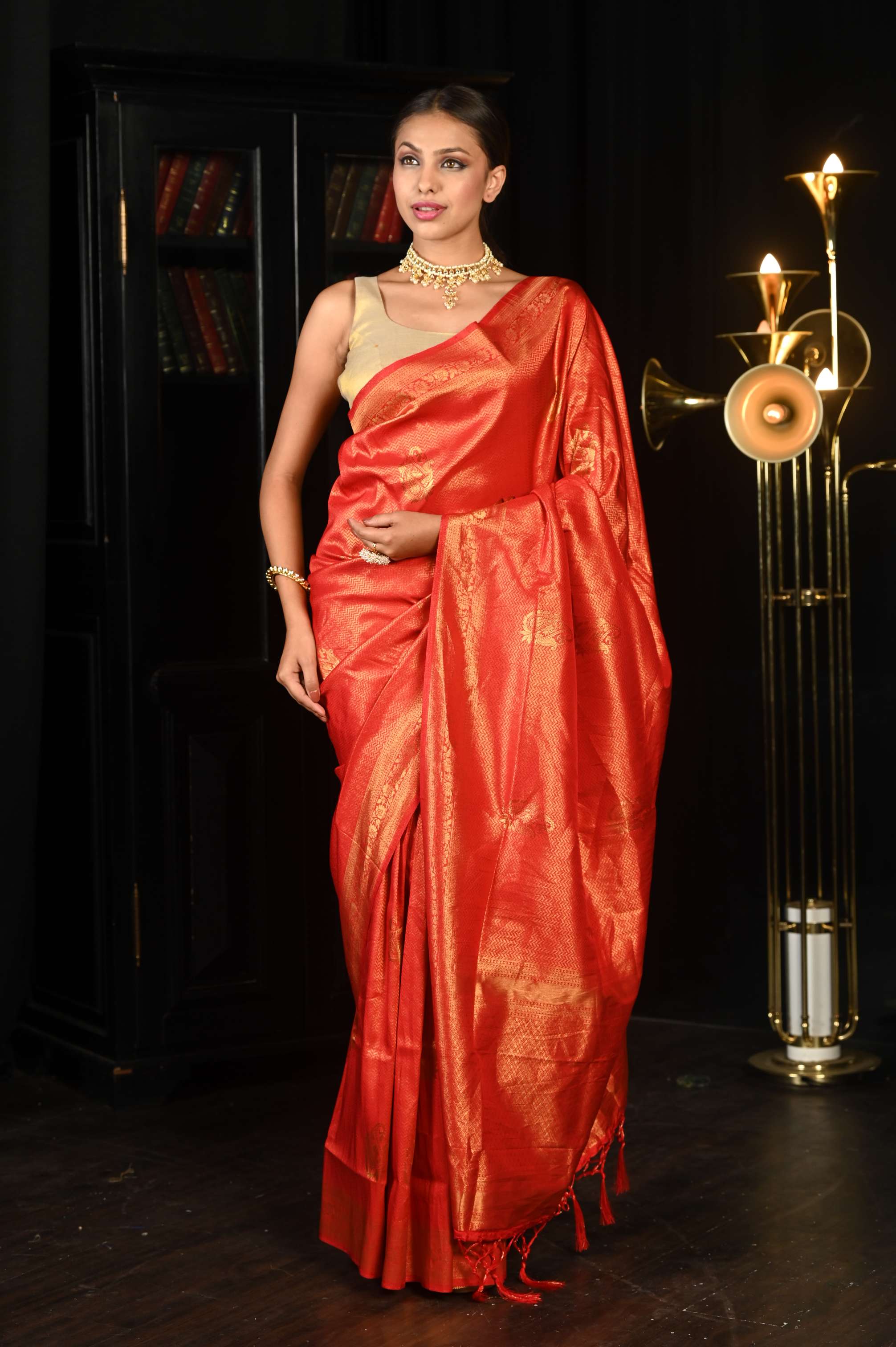 Women's Imperial Red Kanjivaram Saree - Karagiri