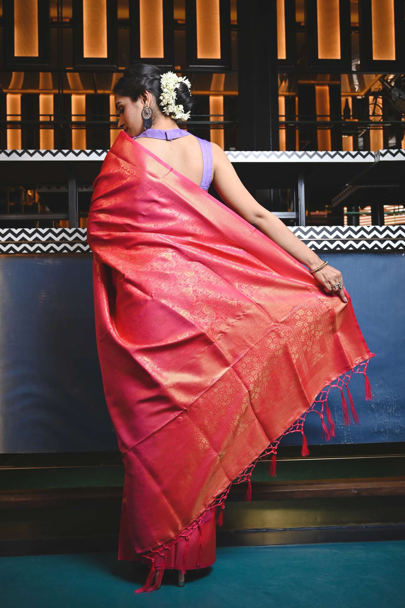 Women's Punch Pink Kanjivaram Saree - Karagiri