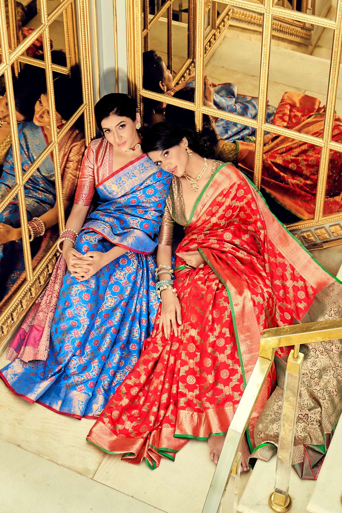 Women's Cerulean Blue Banarasi Saree - Karagiri