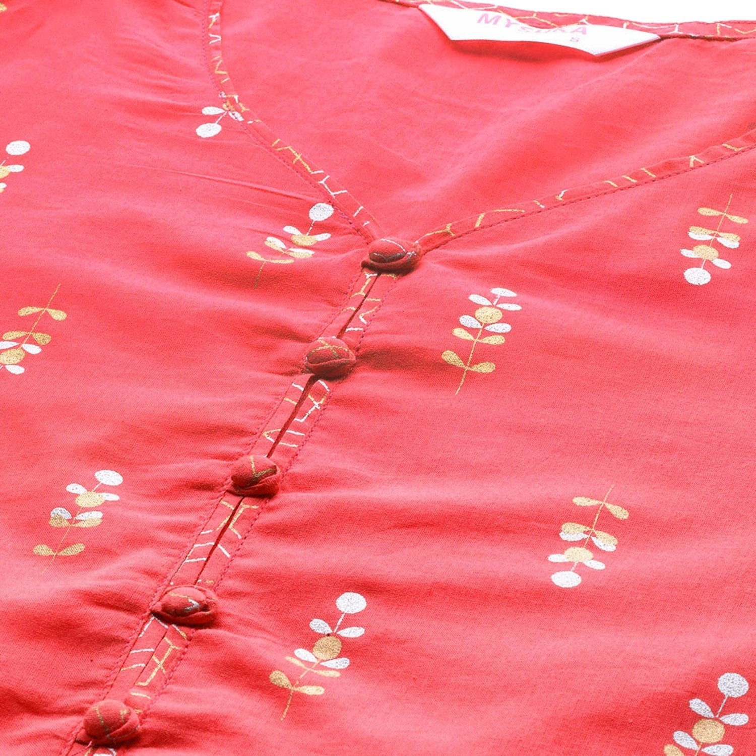 Women Pink Cotton Kurta Palazzo Set by Myshka (2 Pc Set)