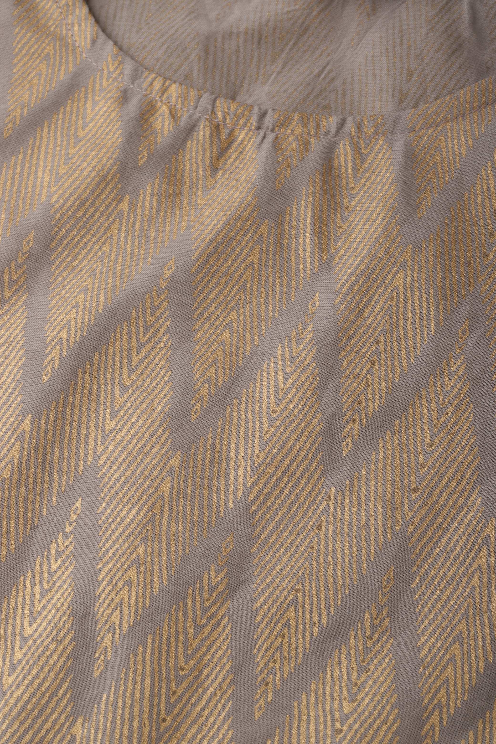 Women's Gold Cotton Sleeveless Round Neck Printed Kurtas Palazzo Set - Myshka
