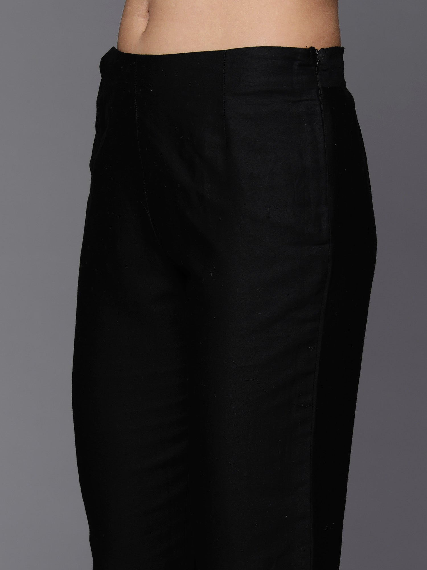 Women's Black Embroidered A-Line Kurta Trousers  Set - Indo Era