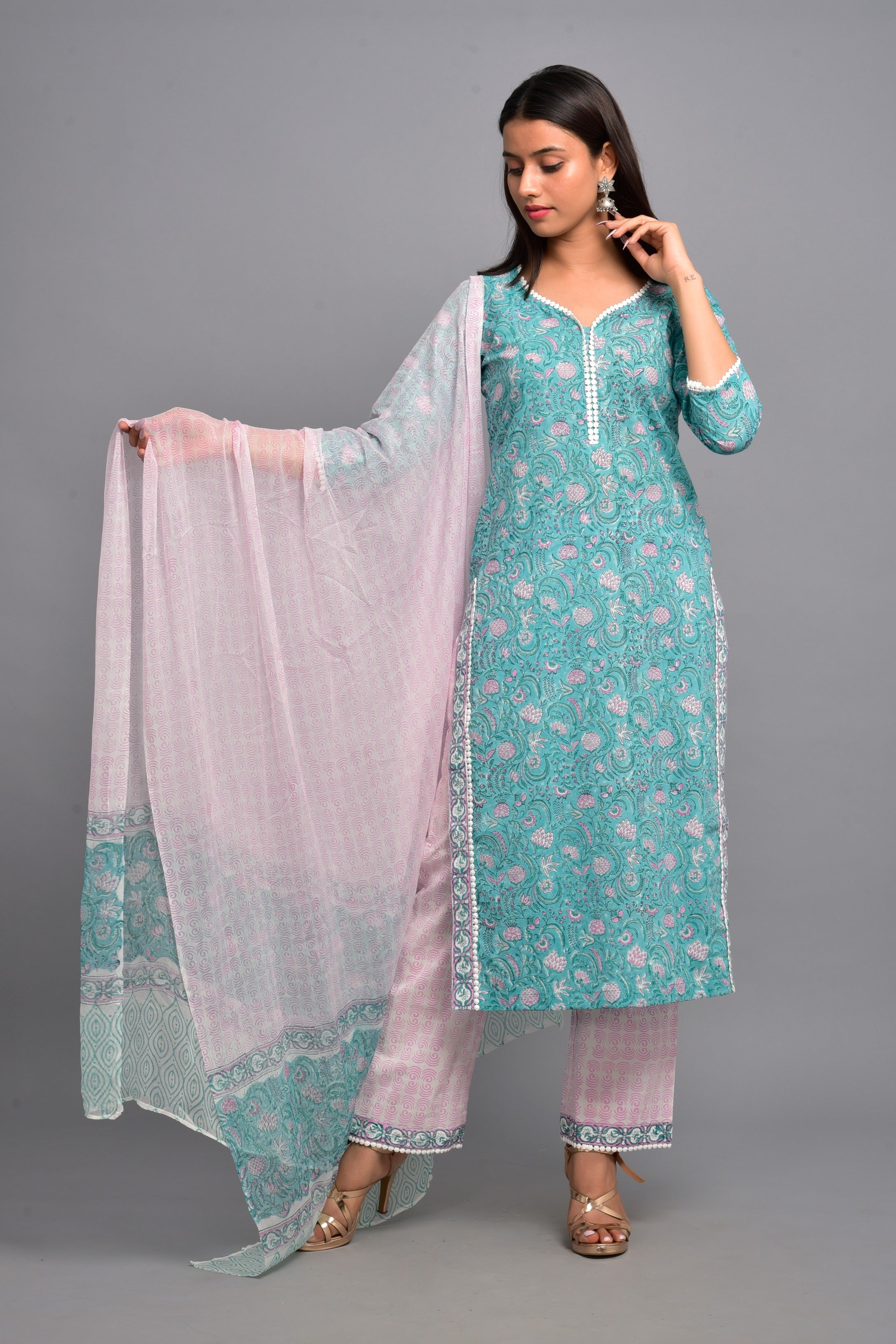 Women's Green and Pink forest suit set - Kiswah