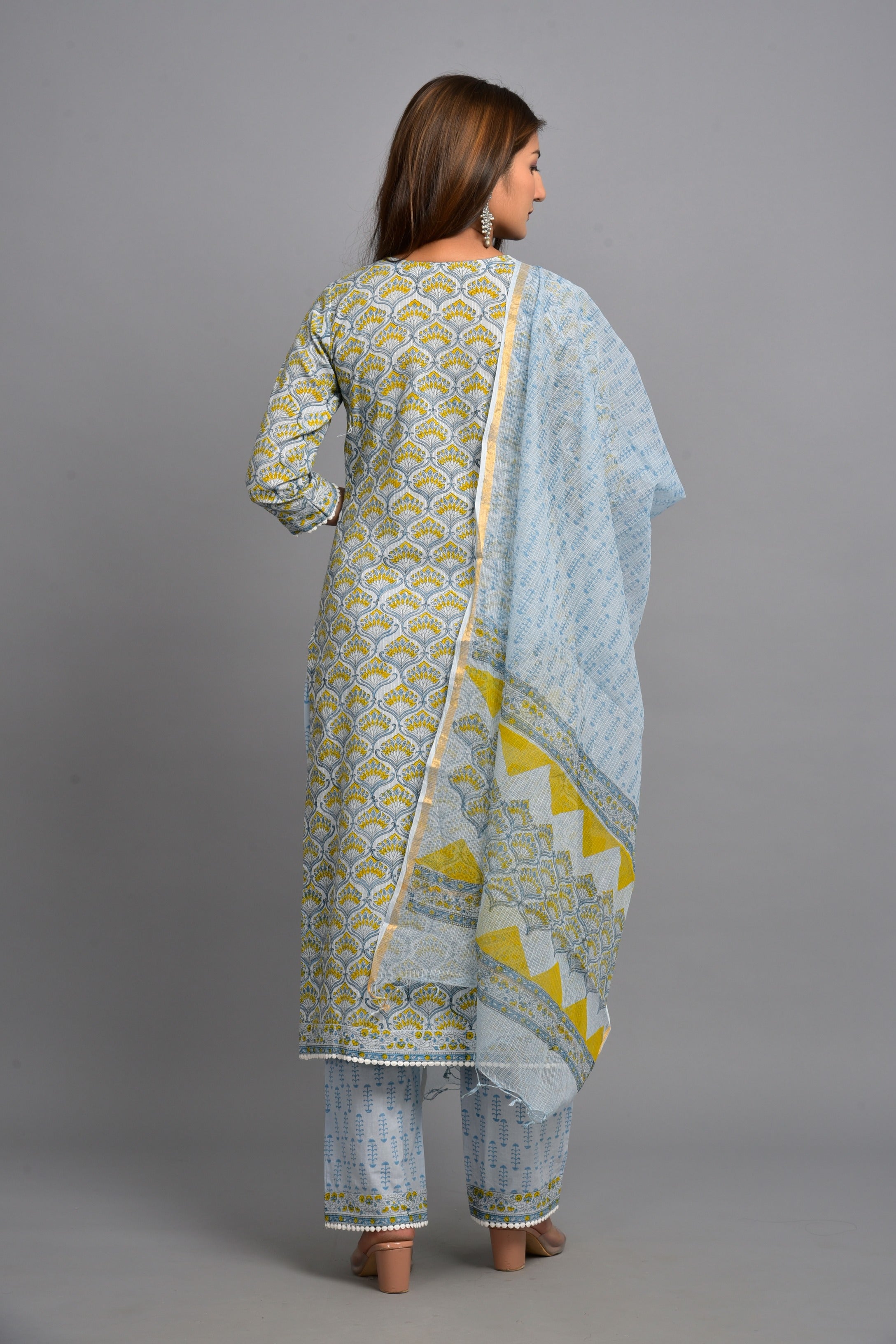 Women's Gaurangi Suit Set - Powder Blue - Kiswah