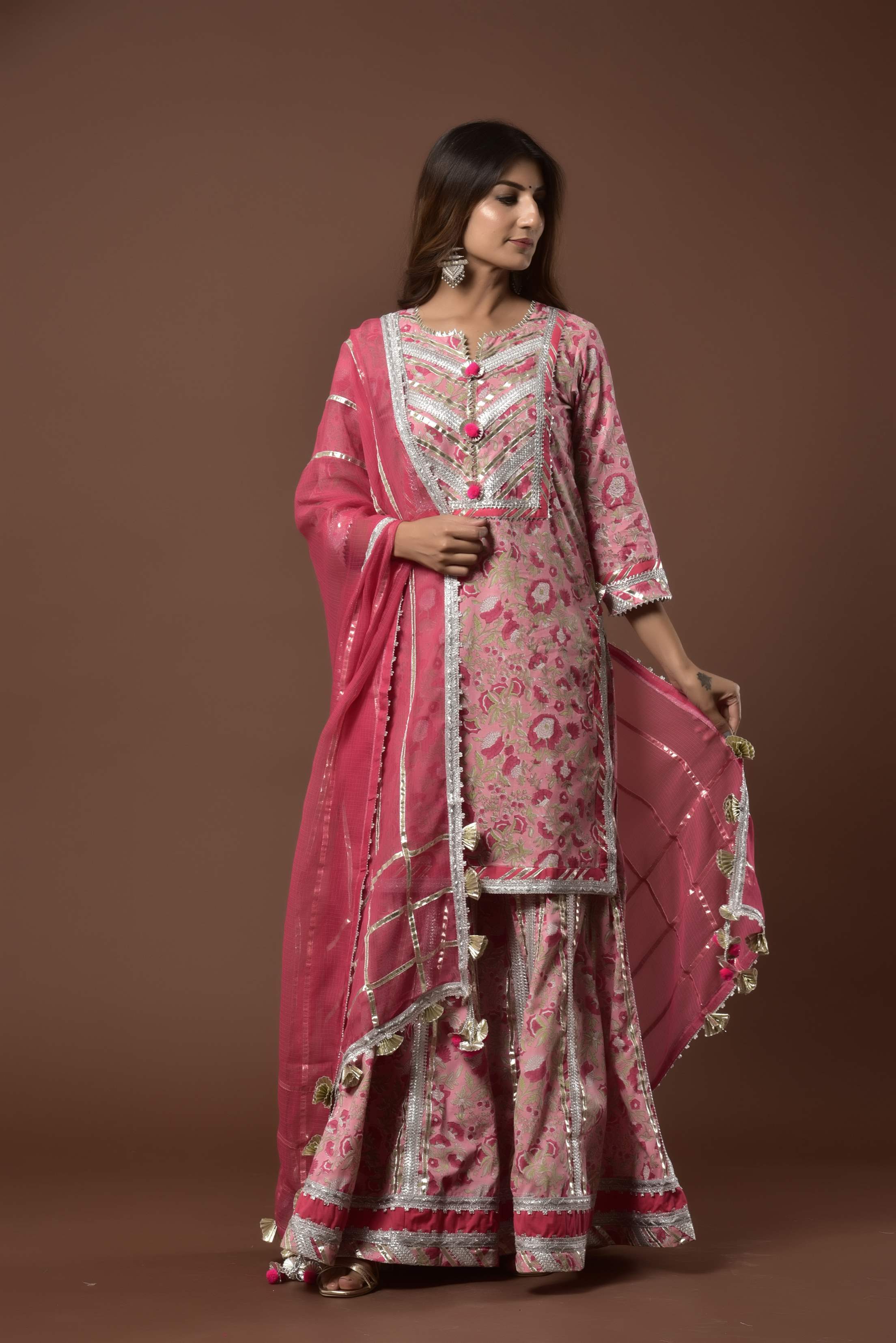 Women's Pink Firdouz Garara Set - Kiswah