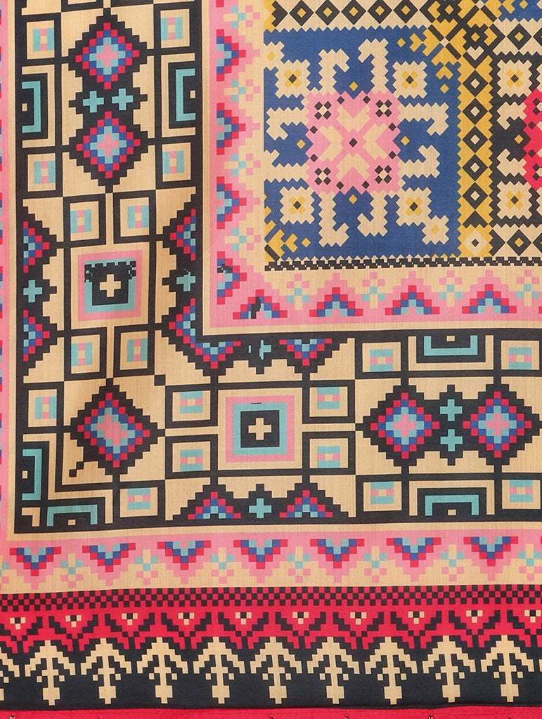 Women's Digital Print Shiney Satin Semistitched Lehenga Choli With Unstitched Blouse And Thred Work Dupatta