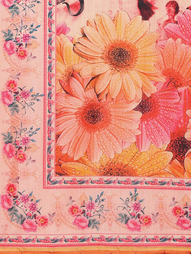 Women's Digital Print Shiney Satin Semistitched Lehenga Choli With Unstitched Blouse And Thred Work Dupatta