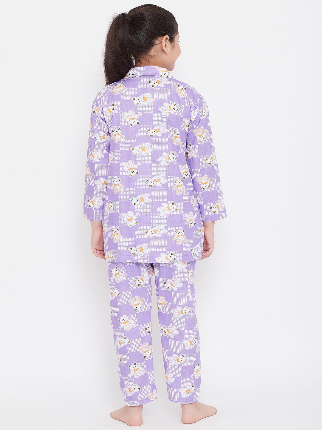 Girl's Peach & Purple Printed Rayon Nightsuit (Pack of 2) - NOZ2TOZ KIDS