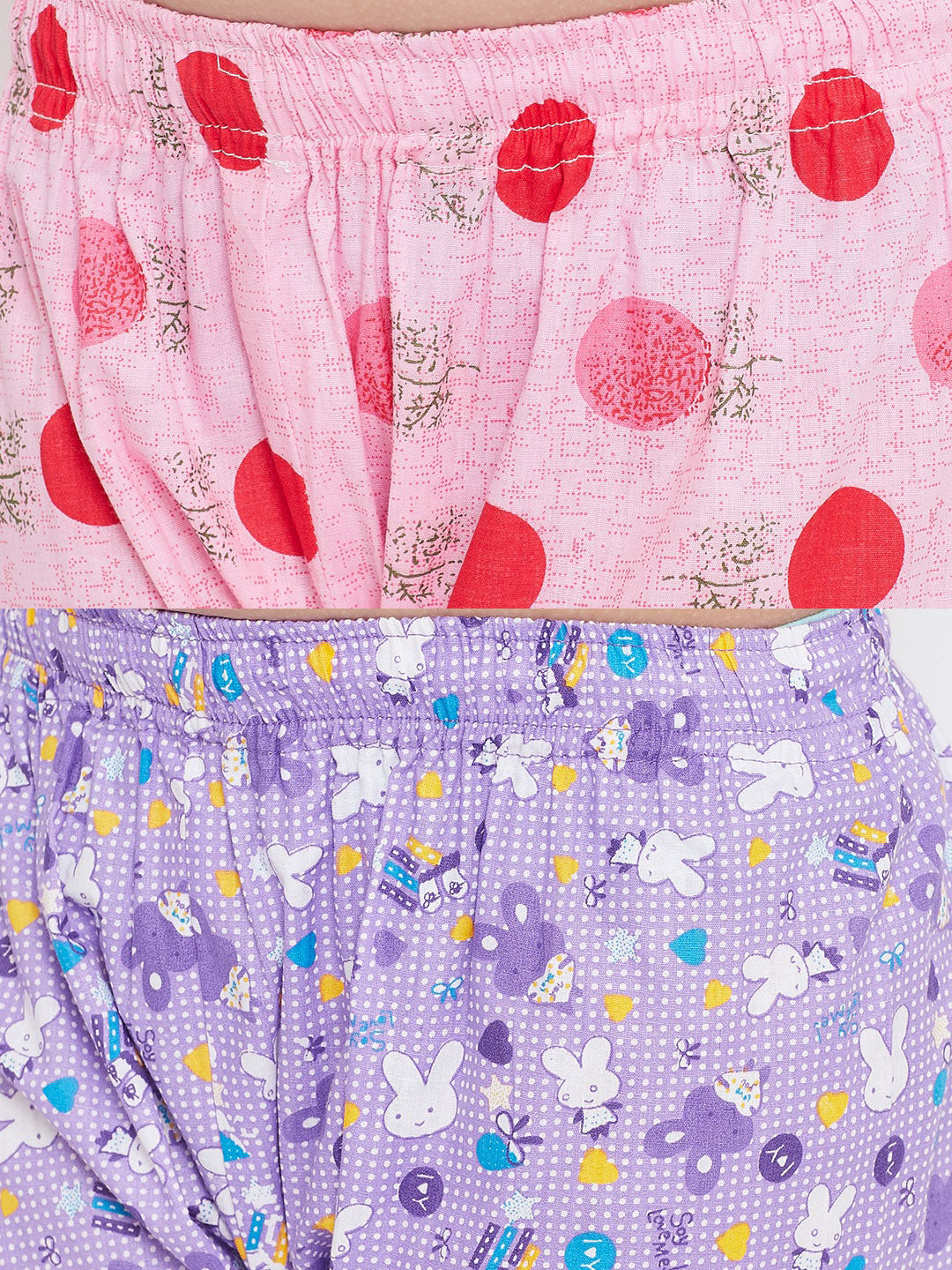 Girl's Pink & Purple Printed Rayon Nightsuit (Pack of 2) - NOZ2TOZ KIDS