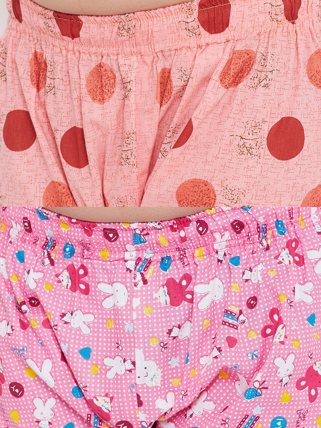 Girl's Peach & Pink Printed Rayon Nightsuit (Pack of 2) - NOZ2TOZ KIDS