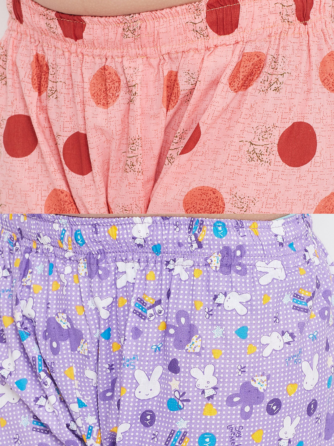Girl's Peach & Purple Printed Rayon Nightsuit (Pack of 2) - NOZ2TOZ KIDS