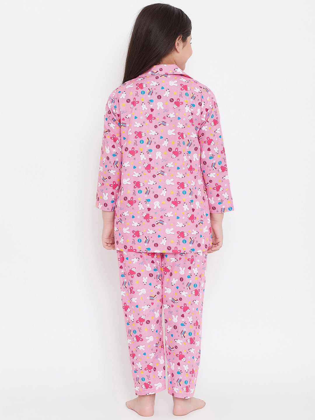 Girl's Yellow & Pink Printed Rayon Nightsuit (Pack of 2) - NOZ2TOZ KIDS