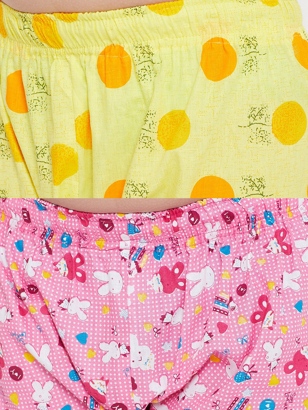 Girl's Yellow & Pink Printed Rayon Nightsuit (Pack of 2) - NOZ2TOZ KIDS