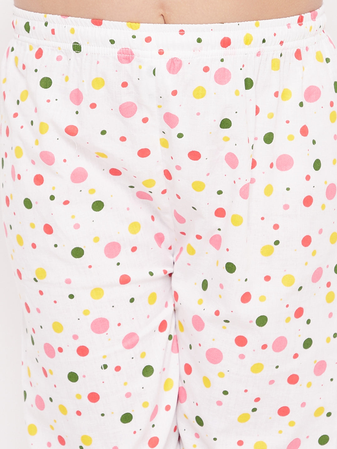 Girl's Multi Polka Dot Cotton Nightsuit  - NOZ2TOZ KIDS