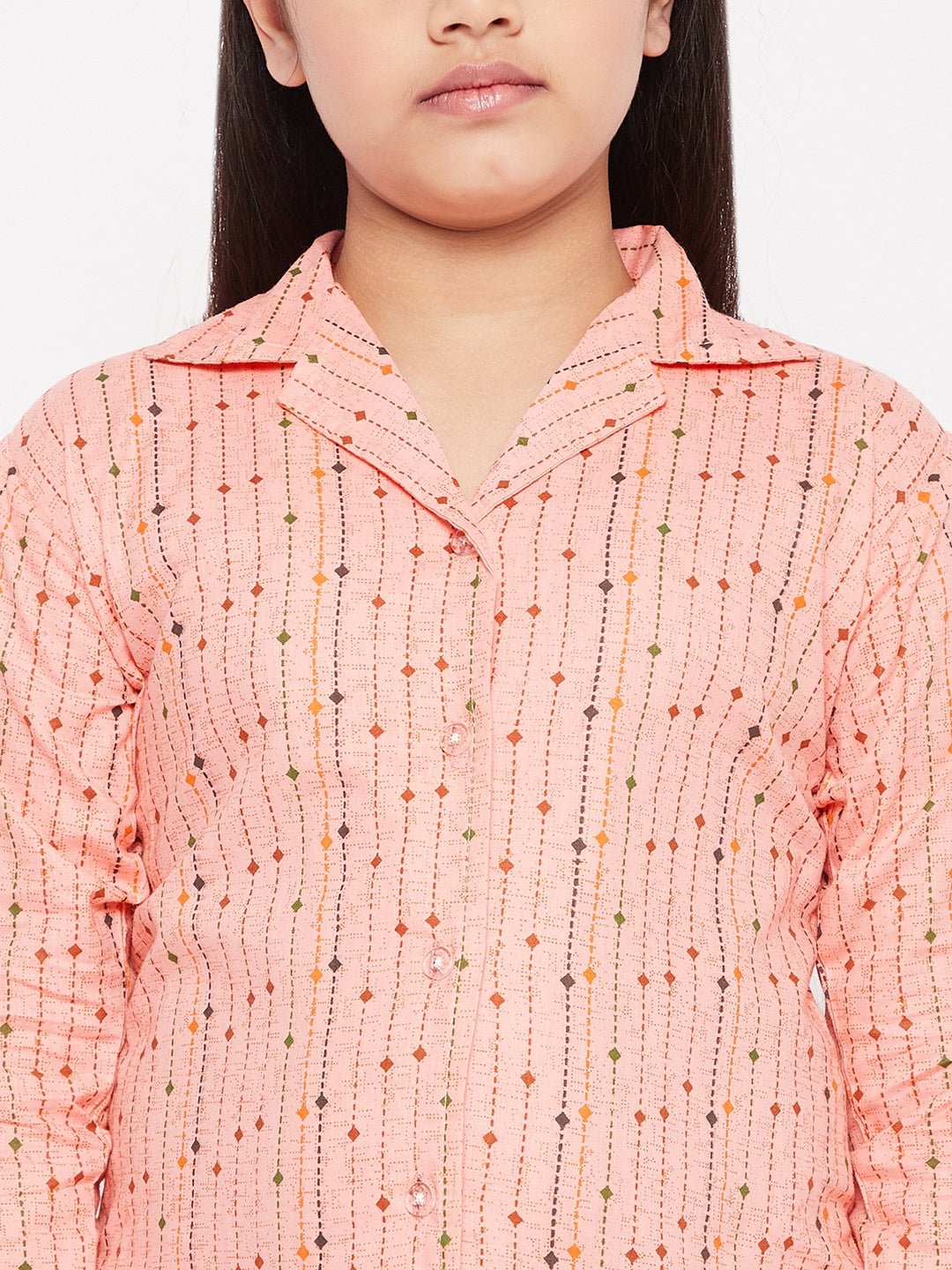 Girl's Pink Printed Cotton Nightsuit  - NOZ2TOZ KIDS