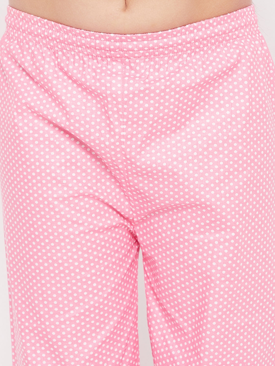 Girl's Pink Polka Dot Cotton Nightsuit  - NOZ2TOZ KIDS
